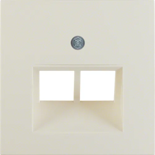 Berker B. Kwadrat płytka czołowa podwójna do gniazda przyłączeniowego UAE komputer, telefon kremowa 1 Płytka czołowa podwójna do gniazda przyłączeniowego UAE komputer