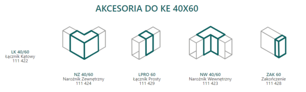 Akcesoria, narożniki ,złączki do kanału 40/60