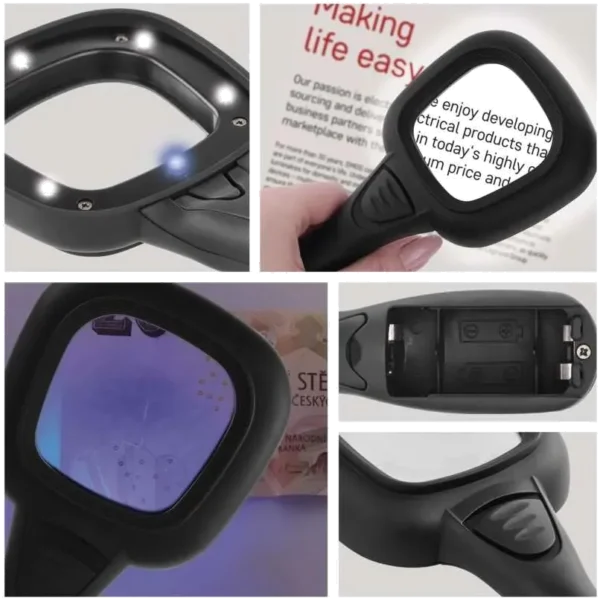Lupa ręczna z oświetleniem LED i UV – Emos P4717