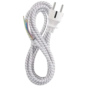 Przewód przyłączeniowy w oplocie 3×0,75 mm² 2,4 m biały – EMOS S00003