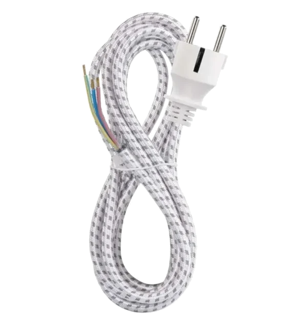 Przewód przyłączeniowy w oplocie 3×0,75 mm² 2,4 m biały – EMOS S00003