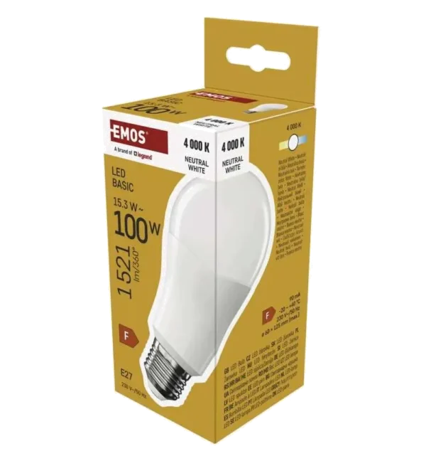 Żarówka LED E27 15,3W 1521 lm Neutralna Biel 4000KEMOS BASIC ZL5F68