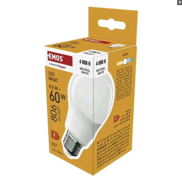 Żarówka LED E27 8,8W 806 lm Neutralna Biel 4000K EMOS BASIC ZL5F48