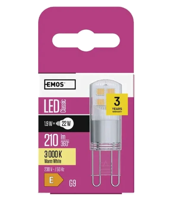 Żarówka LED G9 1,9W Ciepła biel – EMOS ZQ9526