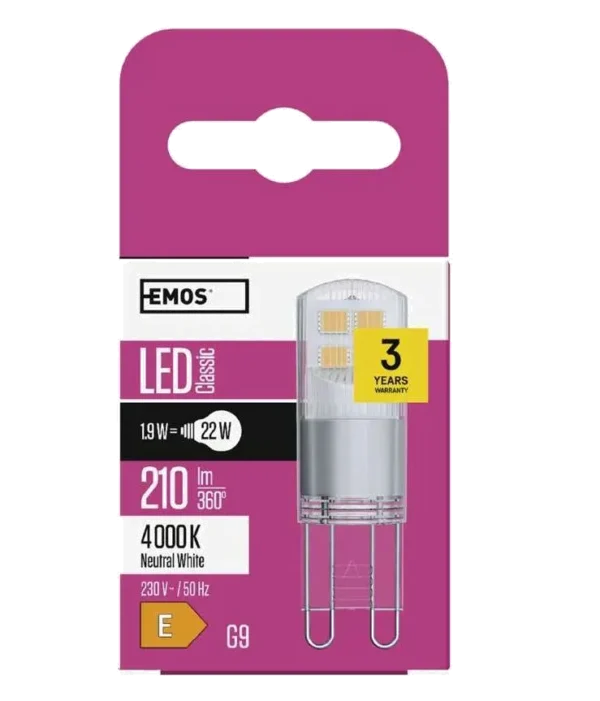 Żarówka LED G9 1,9W Neutralna biel – EMOS ZQ9527