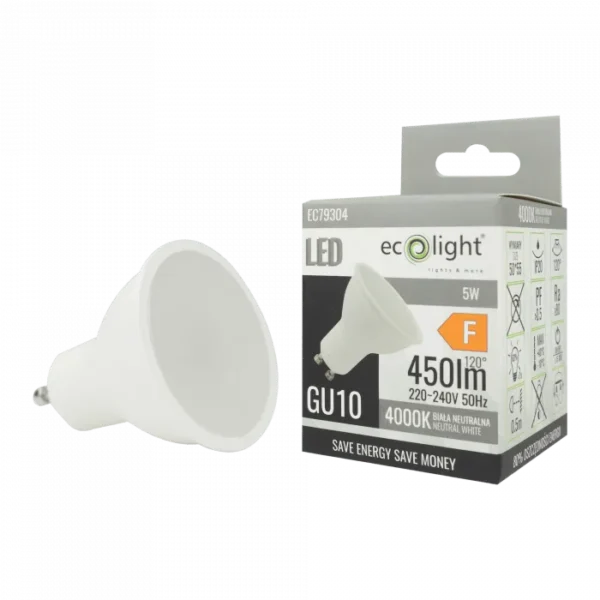 led gu10 5w - żarówka i opakowanie