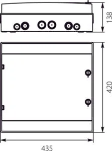 Rozdzielnica hermetyczna natynkowa RH-36/2 NEO Series, 36-modułowa (2×18), IP65, IK07, 1000V DC – Elektro-Plast 3 Wymiary - rozdzielnica hermetyczna