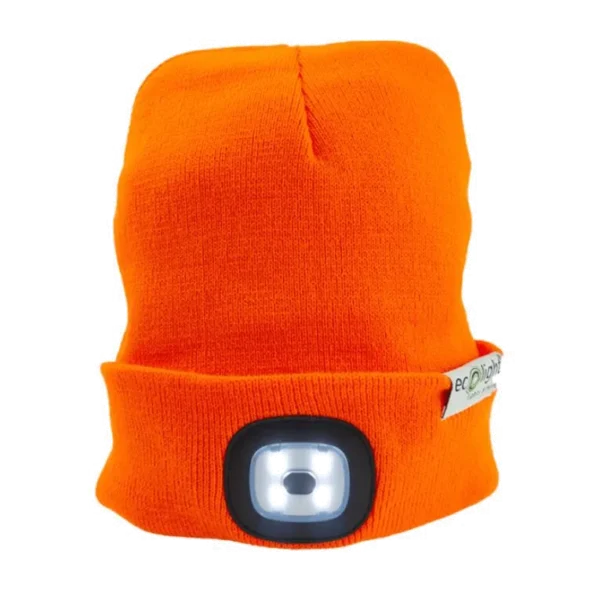 Czapka z latarką LED pomarańczowa 1W 6500K USB Ecolight EC20589