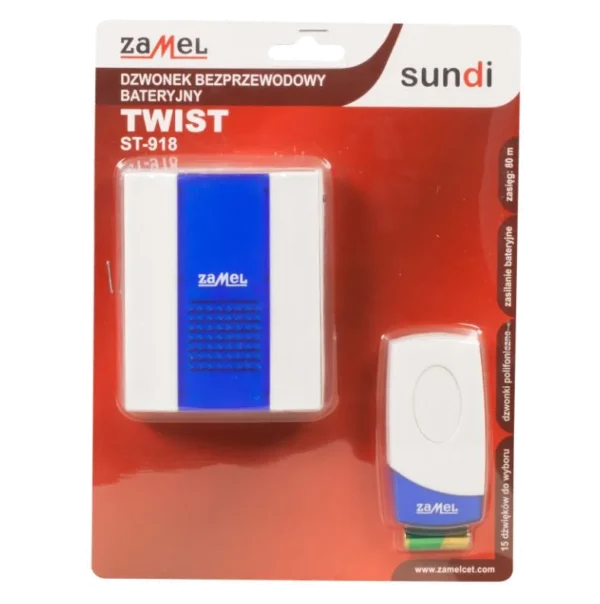 Dzwonek bezprzewodowy bateryjny TWIST 80m ST-918 Zamel