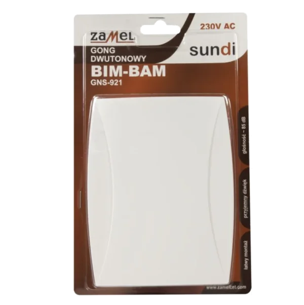 Gong dwutonowy BIM-BAM 230V 85dB biały Zamel GNS-921-BIA