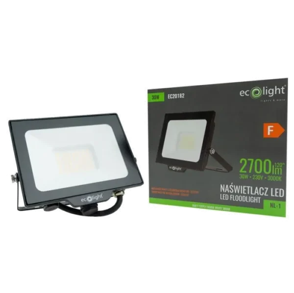 Naświetlacz LED 30W 3000K 2700lm IP65 NL-1 EcoLight EC20182