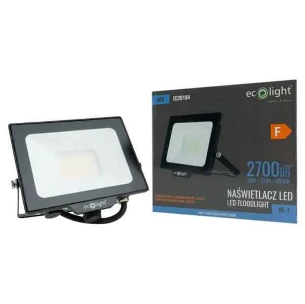 Naświetlacz LED 30W 6500K 2700lm IP65 NL-1 EcoLight EC20184