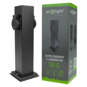 Słupek ogrodowy z 2 gniazdami 230V IP44 czarny SO-G EC61012 EcoLight