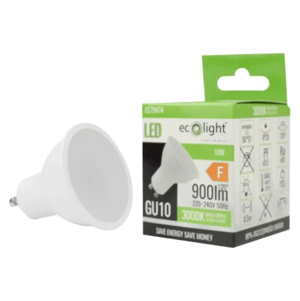 Żarówka LED GU10 10W 3000K 900lm ciepła biała mleczna Ecolight EC79474