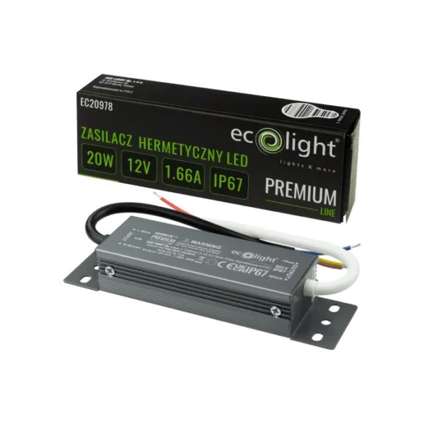 Zasilacz Hermetyczny PREMIUM 20W 12V DC IP67 EC20978