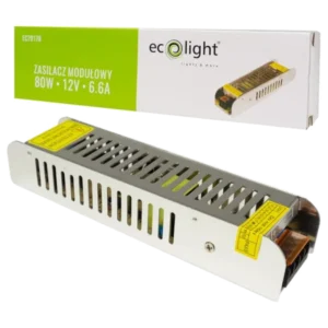 Zasilacz LED 80W 12V 6.6A IP20 SLIM EC79178