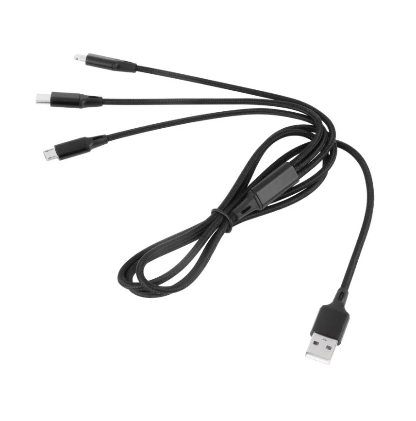 Kabel USB 3w1 microUSB / USB-C / Lightning 100 cm czarny RB-6005-100-B Rebel 2 Kabel USB 3w1 czarny RB-6005-100-B Rebel