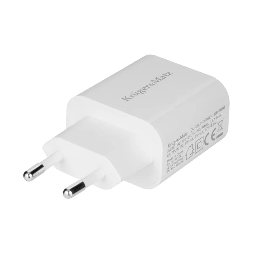 Ładowarka sieciowa USB-C Power Delivery 18 W – Kruger&Matz KM0850 2 Ładowarka sieciowa USB-C Power Delivery 18 W – Kruger&Matz KM0850