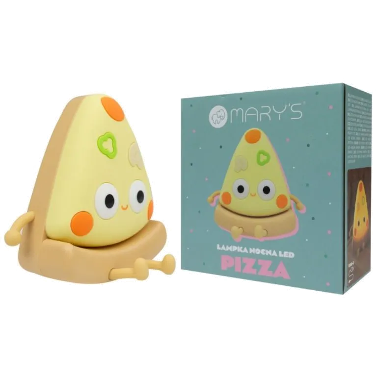 Lampka nocna LED Pizza – neutralne światło 4000K, akumulatorowa, silikonowo/plastikowa – przyjazna dzieciom ⭐ MARY'S 5 lampka nocna pizza
