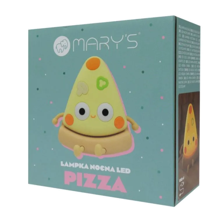 Lampka nocna LED Pizza – neutralne światło 4000K, akumulatorowa, silikonowo/plastikowa – przyjazna dzieciom ⭐ MARY'S 6 lampka nocna pizza