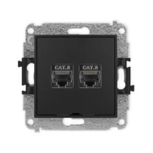 Karlik MINI Gniazdo komputerowe podwójne 2xRJ45 kat.8 ekranowane czarny mat 12MGKBO-12