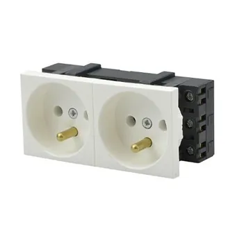 Gniazdo 2x2P+Z 2 x 45×45 Białe